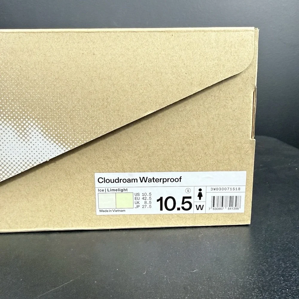On Cloudroam Womens 10.5 Mid Boot Waterproof White Ice Limelight Green Shoes